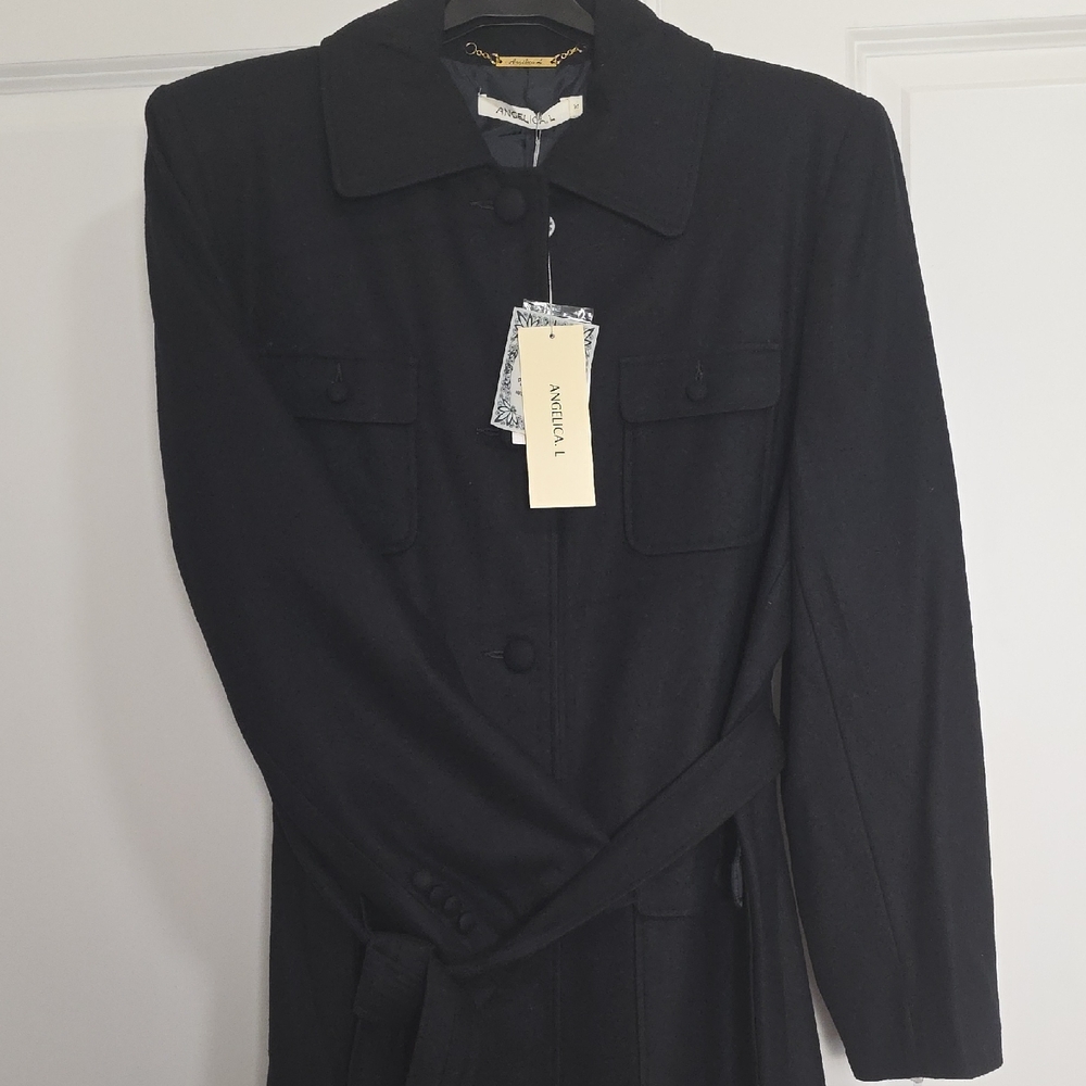 Angelica Elegant Black Lightweight TRENCH COAT/Dress - Picture 3 of 7